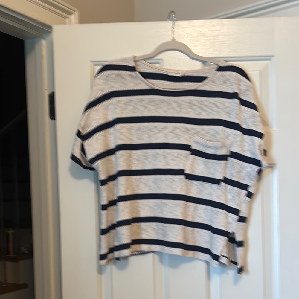 By Together Navy and Cream Striped Top